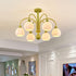 Modern Minimalist Cream Pumpkin Metal Glass 4/6 Light Chandelier For Living Room