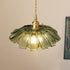 Traditional Vintage Lotus Leaf Glass Brass 1-Light Pendant Light For Living Room