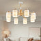 Contemporary Nordic Branch Cylinder Rubberwood Glass 8-Light Chandelier For Living Room