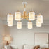 Contemporary Nordic Branch Cylinder Rubberwood Glass 8-Light Chandelier For Living Room