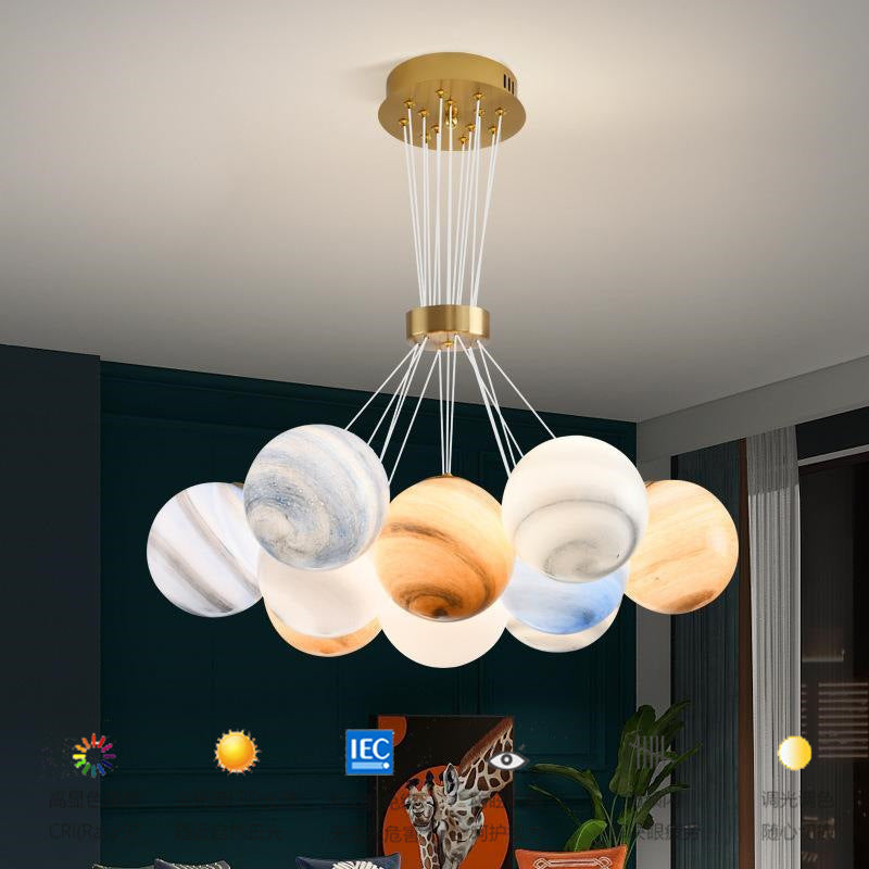 Contemporary Creative Moon Glass Bubble 7/13/19-Light Chandelier For Living Room