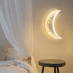 Contemporary Creative Moon Carving Resin LED Wall Sconce Lamp For Living Room