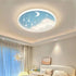 Modern Minimalist Round Moon Meteor Iron LED Flush Mount Ceiling Light For Bedroom