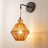 Traditional Japanese Round Wood Rattan 1-Light Wall Sconce Lamp For Living Room