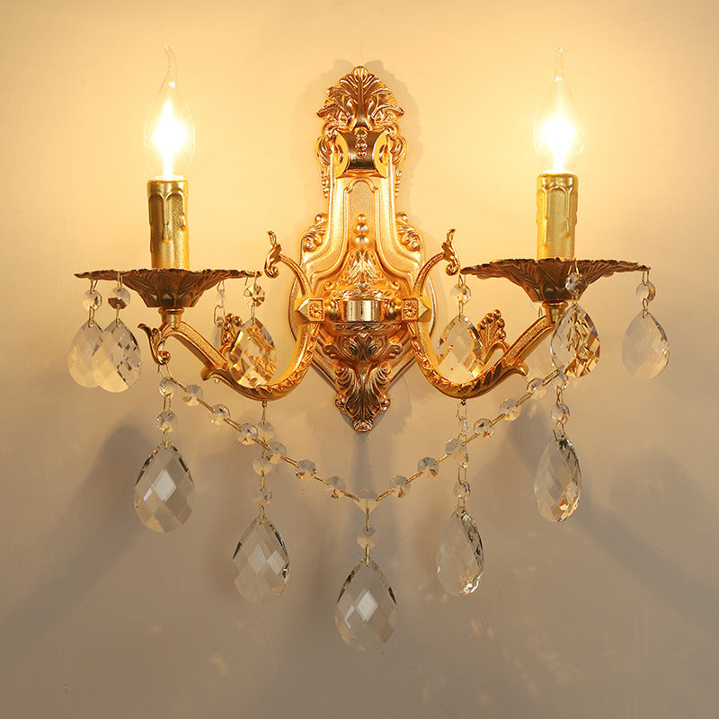 Traditional French Gold Zinc Carved Sconce 1/2 Light Wall Sconce Lamp For Dining Room