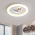 Contemporary Creative Kids Round Rocket Astronaut Iron Acrylic LED Flush Mount Ceiling Light For Bedroom