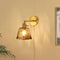 Traditional Vintage Brass Amber Square Glass Shade 1-Light Wall Sconce Lamp For Living Room