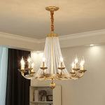 Contemporary Luxury Iron Round Frame Candelabra Crystal Bead 6/8/10/12-Light Chandelier For Living Room