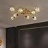 Contemporary Luxury Branch Rectangle Full Copper Crystal 4/6/8 Light Semi-Flush Mount Ceiling Light For Living Room