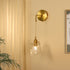 Traditional French Brass Carved Glass 1-Light Wall Sconce Lamp For Bedroom