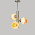 Contemporary Vintage Bud Metal Glass 3/4 Light Chandelier For Living Room