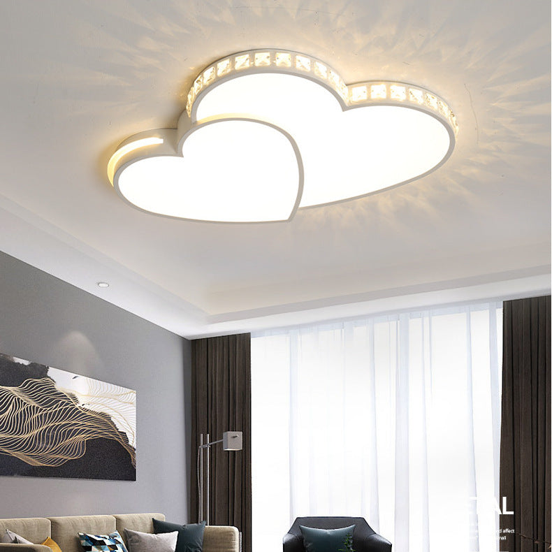 Contemporary Simplicity Crystal Edging Acrylic Heart Shape LED Flush Mount Ceiling Light For Bedroom