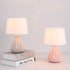 Modern Minimalist Cylindrical Cone Ceramic Fabric 1-Light Table Lamp For Bedroom