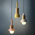 Contemporary Scandinavian Irregular Round Cylinder Iron Wood 1-Light Pendant Light For Living Room