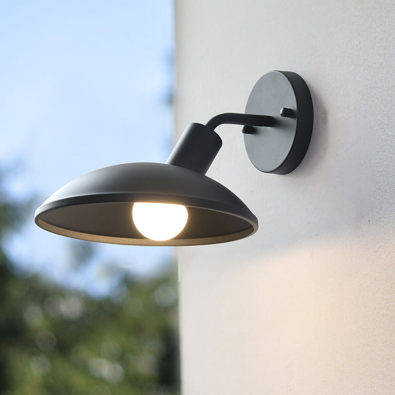 Modern Minimalist Waterproof Round Iron 1-Light Wall Sconce Lamp For Outdoor Patio