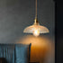 Modern Minimalist Round Striped Glass Brass 1-Light Pendant Light For Living Room