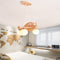 Contemporary Creative Rubberwood Aircraft Design Glass 3-Light Kids Chandelier For Bedroom