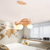 Contemporary Creative Rubberwood Aircraft Design Glass 3-Light Kids Chandelier For Bedroom