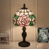 Traditional Tiffany Dome Rose Zinc Alloy Stained Glass 1-Light Table Lamp For Bedroom