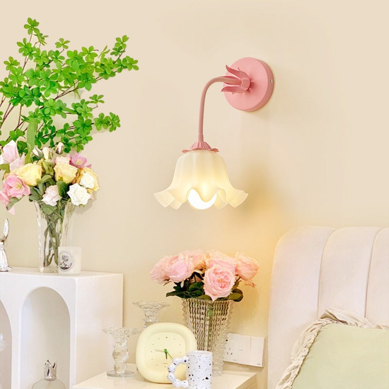 Contemporary Creative Acrylic Bell Orchid Flower Shade 1-Light Wall Sconce Lamp For Living Room