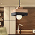 Contemporary Scandinavian Square Iron Wood 1-Light Pendant Light For Living Room