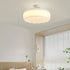 Modern Minimalist Cream Round Lace Hardware PE LED Semi-Flush Mount Ceiling Light For Bedroom