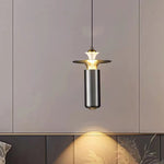 Contemporary Nordic Liftable Cylinder Aluminum Crystal Glass Lens LED Pendant Light For Living Room