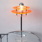 Modern Mid-Century Round Flying Saucer Iron Acrylic 1-Light Table Lamp For Bedroom