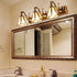 Traditional European Brass Finish Frame Flower Shade 3-Light Bathroom Vanity Mirror Front Wall Sconce Lamp For Bathroom