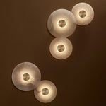 Modern Minimalist Round Copper Marble LED Wall Sconce Lamp For Bedroom