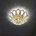 Modern Luxury Golden Glamour Lotus Frosted Glass Base Crystal Bead 4/6-Light Flush Mount Ceiling Light For Living Room