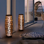 Modern Minimalist Solar Quartet Iron Rattan Woven LED Standing Floor Lamp For Outdoor Patio