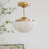 Contemporary Scandinavian Cream Round Iron Glass 1-Light Pendant Light For Living Room