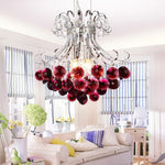 Modern Luxury Grape Crystal Ball Silver Finish Frame 4-Light Chandelier For Living Room