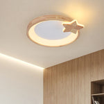 Contemporary Scandinavian Log Ring Acrylic LED Flush Mount Ceiling Light For Bedroom