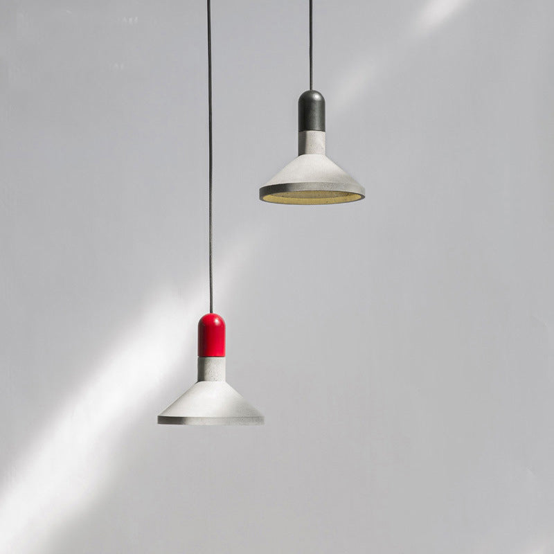 Contemporary Industrial Cement Cone Wood 1-Light Pendant Light For Dining Room