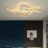 Contemporary Creative Curved Aluminum Strip Silicone LED Flush Mount Ceiling Light For Living Room