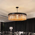 Contemporary Luxury Iron Finish Frame Round Tiered Crystal Shade 8-Light Chandelier For Living Room