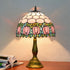 Traditional Tiffany Tulip Floral Aluminum Stained Glass 1-Light Table Lamp For Bedroom