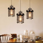 Contemporary Industrial Openwork Cylinder Iron 1-Light Pendant Light For Living Room