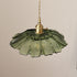 Traditional Vintage Lotus Leaf Glass Brass 1-Light Pendant Light For Living Room