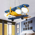 Contemporary Creative Cartoon Metal Aircraft Glass Shade 5-Light Kids Chandelier For Bedroom