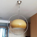 Modern Minimalist Cream Round Circle Iron Glass 1-Light Pendant Light For Living Room