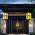 Traditional Chinese Imitation Marble Lantern Shade Aluminum 1-Light Waterproof Pendant Light For Outdoor Patio