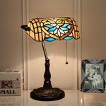 Traditional Tiffany Half Cylinder Zinc Alloy Stained Glass 1-Light Table Lamp For Bedroom