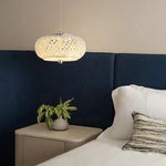 Modern Minimalist Oval Iron Crystal LED Pendant Light For Bedroom