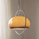 Contemporary Retro Oval Iron Glass 1-Light Pendant Light For Living Room