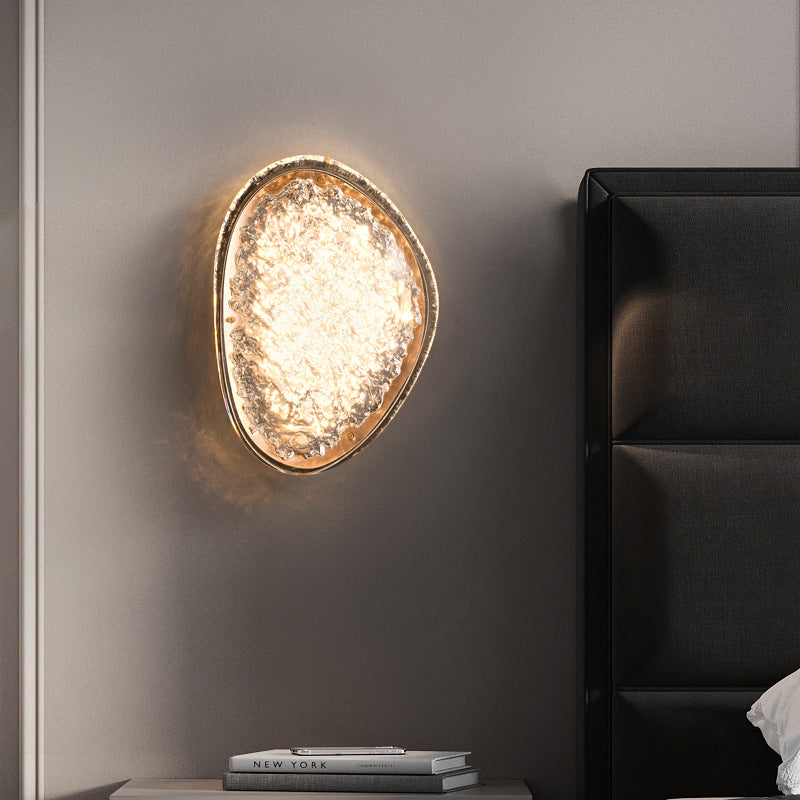 Modern Minimalist Irregular Surface Oval Hardware Acrylic LED Wall Sconce Lamp For Living Room