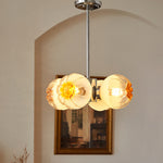 Contemporary Vintage Bud Metal Glass 3/4 Light Chandelier For Living Room