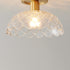 Modern Minimalist Flower Petal Lotus Leaf Copper Glass 1-Light Semi-Flush Mount Ceiling Light For Hallway